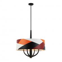 Varaluz 501P04BLSB - Patchwork 4 Light Pendant - Black/Satin Brass/Patchwork