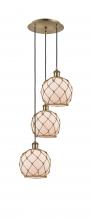 Innovations Lighting 113B-3P-AB-G121-8RB - Farmhouse Rope - 3 Light - 15 inch - Antique Brass - Cord Hung - Multi Pendant