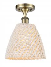 Innovations Lighting 516-1C-AB-NBD-9-NAT - Bristol Natural - 1 Light - 6 inch - Antique Brass - Semi-Flush Mount