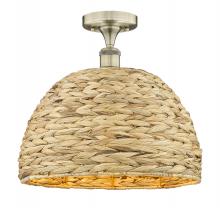 Innovations Lighting 616-1F-AB-RBD-16-NAT - Woven Rattan - 1 Light - 16 inch - Antique Brass - Semi-Flush Mount