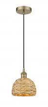 Innovations Lighting 616-1P-AB-RBD-8-NAT - Woven Rattan - 1 Light - 8 inch - Antique Brass - Mini Pendant