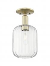 Innovations Lighting 716-1C-AB-G460-7CL - Preston Cylinder - 1 Light - 6 inch - Antique Brass - Semi-Flush Mount