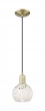 Innovations Lighting 716-1P-AB-G1216-6WM - White Mouchette - 1 Light - 6 inch - Antique Brass - Cord hung - Mini Pendant