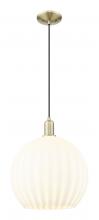 Innovations Lighting 716-1P-AB-G1217-14WV - White Venetian - 1 Light - 14 inch - Antique Brass - Cord hung - Mini Pendant