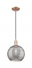 Innovations Lighting 716-1P-AC-G1213-10SM - Athens Deco Swirl - 1 Light - 10 inch - Antique Copper - Cord hung - Mini Pendant