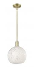 Innovations Lighting 716-1S-AB-G1216-10WM - White Mouchette - 1 Light - 10 inch - Antique Brass - Stem hung - Mini Pendant