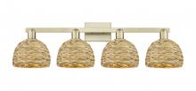 Innovations Lighting 716-4W-AB-RBD-8-NAT - Woven Rattan - 4 Light - 35 inch - Antique Brass - Bath Vanity Light